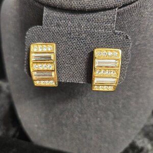 S.A.L. (Swarovski) signed gold tone crystal earrings
